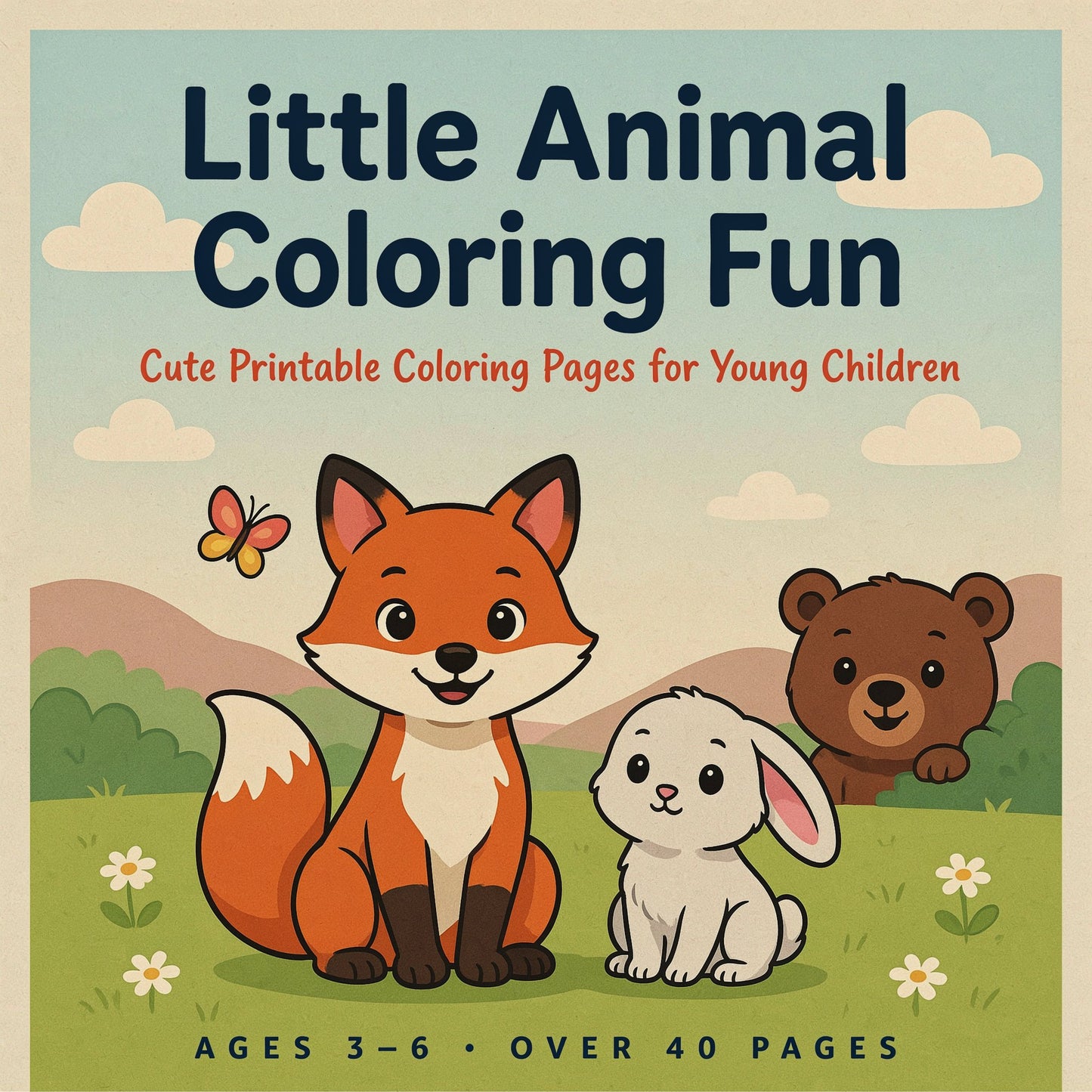 Little Animal Coloring Fun Cute Printable Animal Coloring Pages for Young Children (PDF Digital Download)