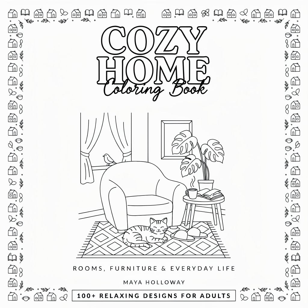 Cozy Home Coloring Book – Rooms, Furniture & Everyday Life (PDF Digital Download)