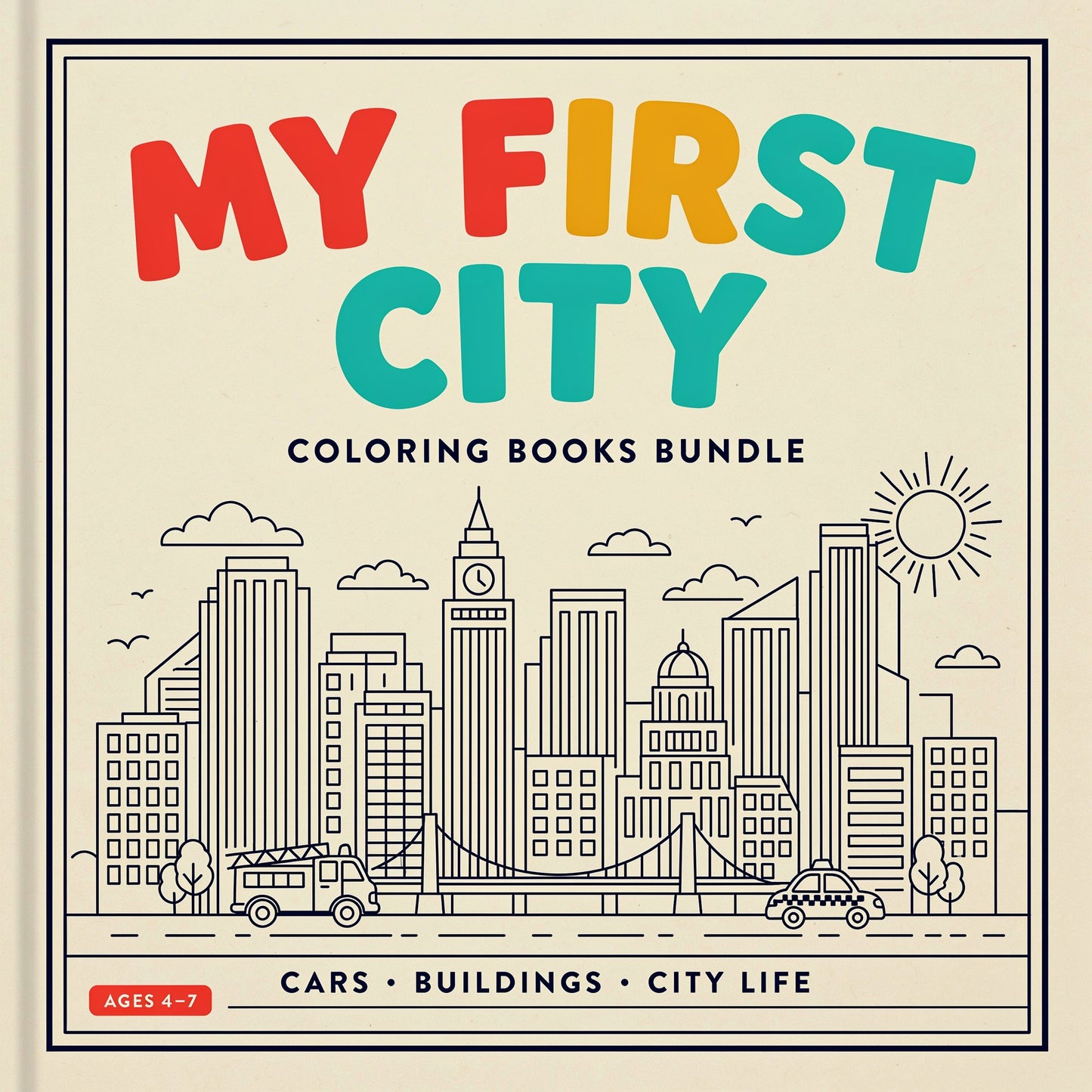 My First City Coloring Bundle (Pack) – Cars, Buildings & City Life (PDF Digital Download)