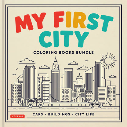 My First City Coloring Bundle (Pack) – Cars, Buildings & City Life (PDF Digital Download)