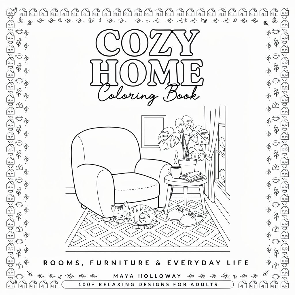 Cozy Home Coloring Book – Rooms, Furniture & Everyday Life (PDF Digital Download)