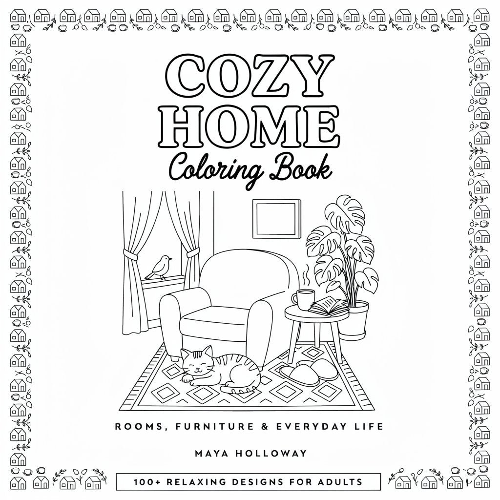 Cozy Home Coloring Book – Rooms, Furniture & Everyday Life (PDF Digital Download)