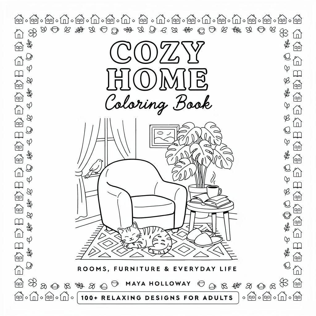Cozy Home Coloring Book – Rooms, Furniture & Everyday Life (PDF Digital Download)