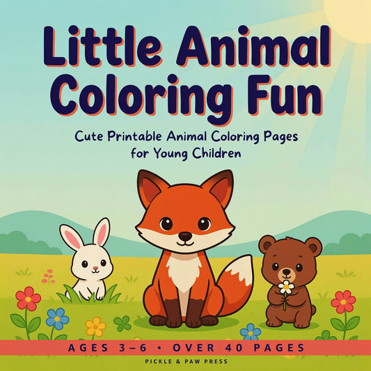 Little Animal Coloring Fun Cute Printable Animal Coloring Pages for Young Children (PDF Digital Download)
