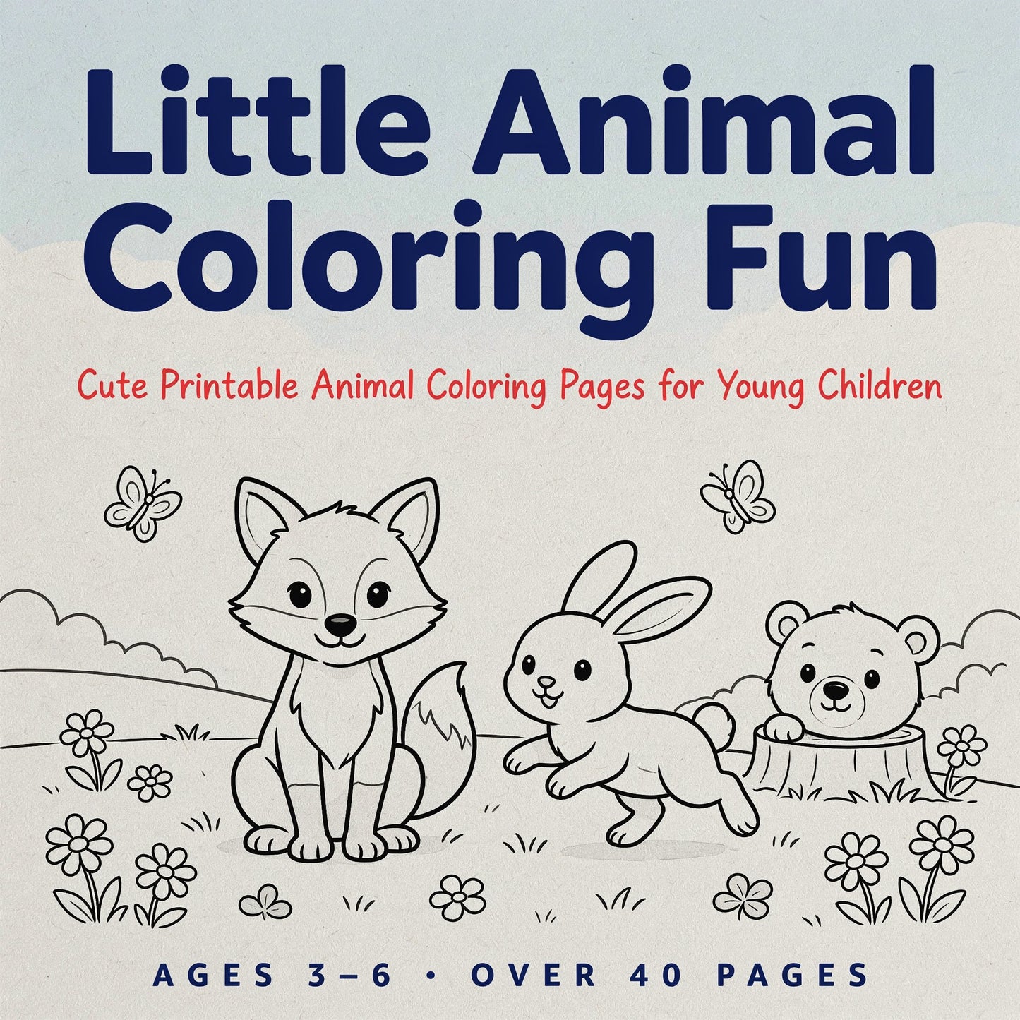Little Animal Coloring Fun Cute Printable Animal Coloring Pages for Young Children (PDF Digital Download)