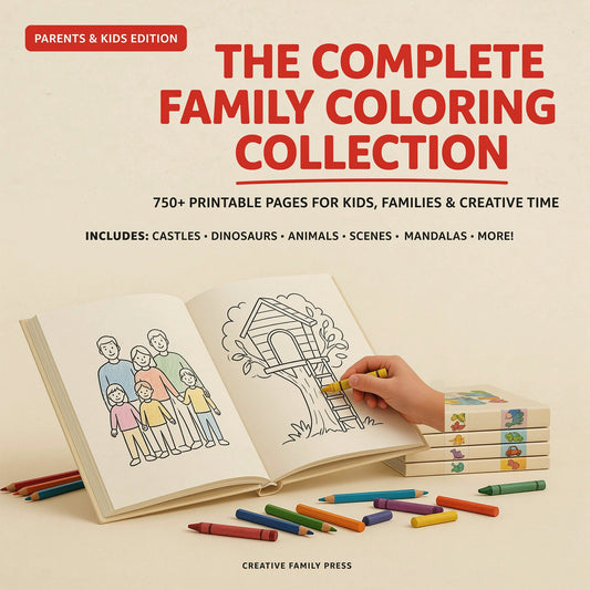 The Complete Family Coloring Collection 750+ Printable Pages for Kids, Families & Creative Time (PDF Digital Download)